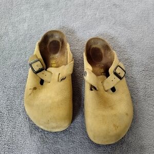 AS IS BIRKENSTOCK Boston Leather Sandal Slipper Latte Sz 38/7